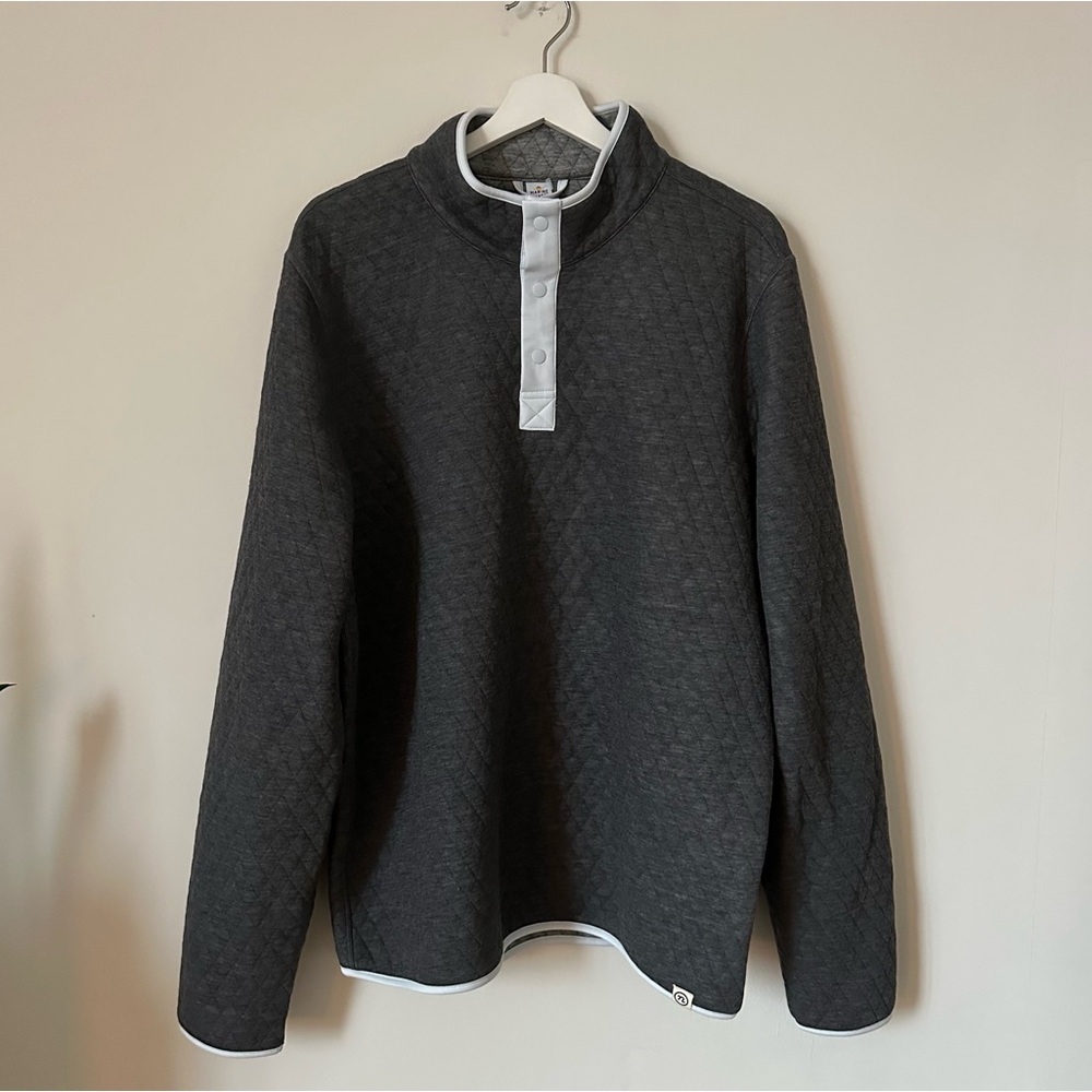 Marine Layer Corbet Quilted Reversible Pullover Charcoal Gray L NWT
